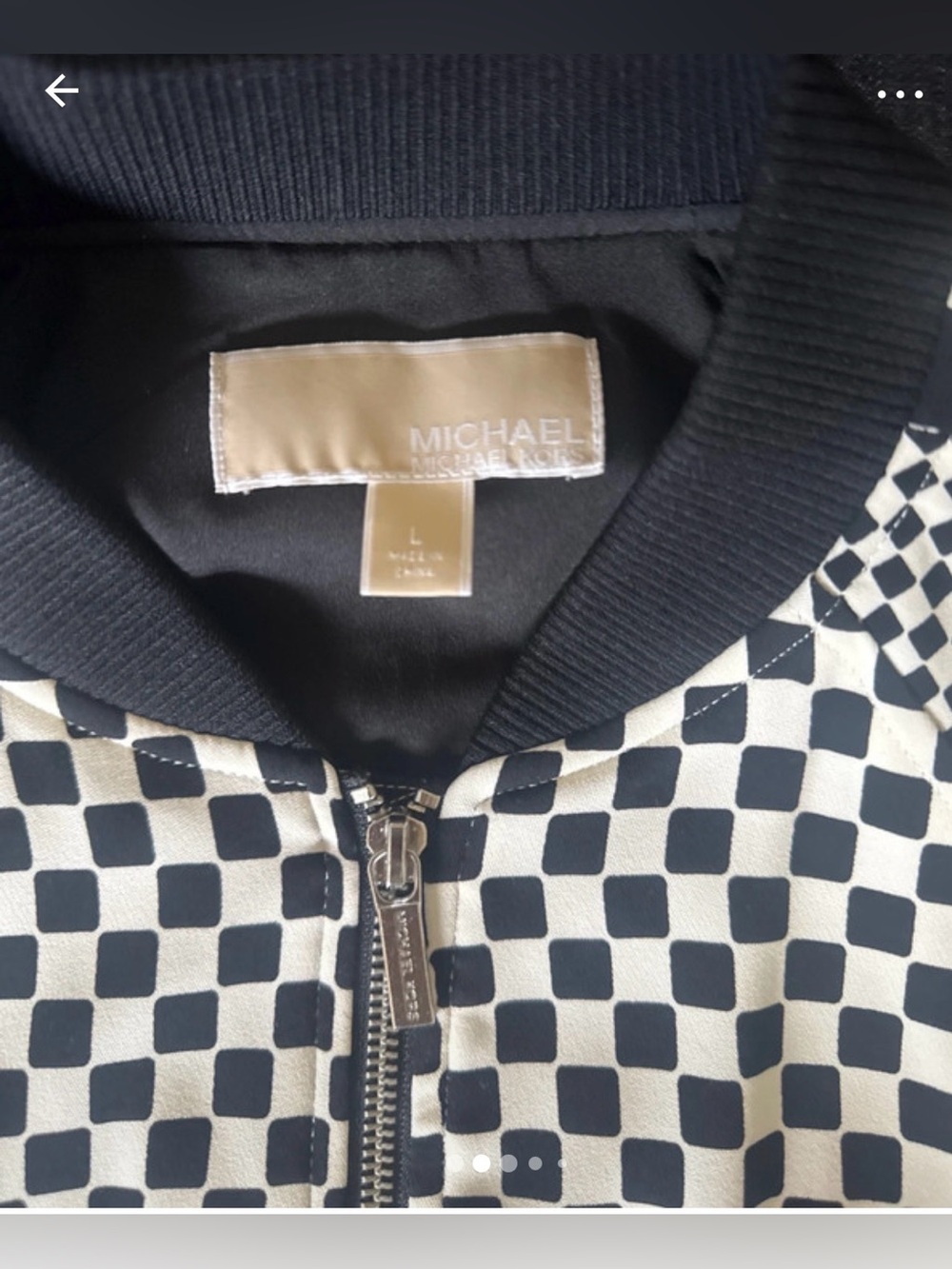 Michael Kors Kids Black & White Checkerboard Zip Bomber Jacket